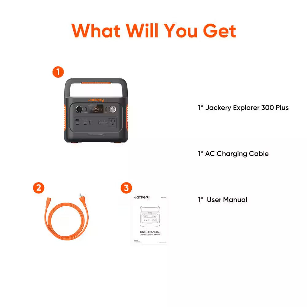 300W Continuous/600-Watt Peak Output Power Station Explorer 300 plus Push Button Start Battery Generator for Outdoors