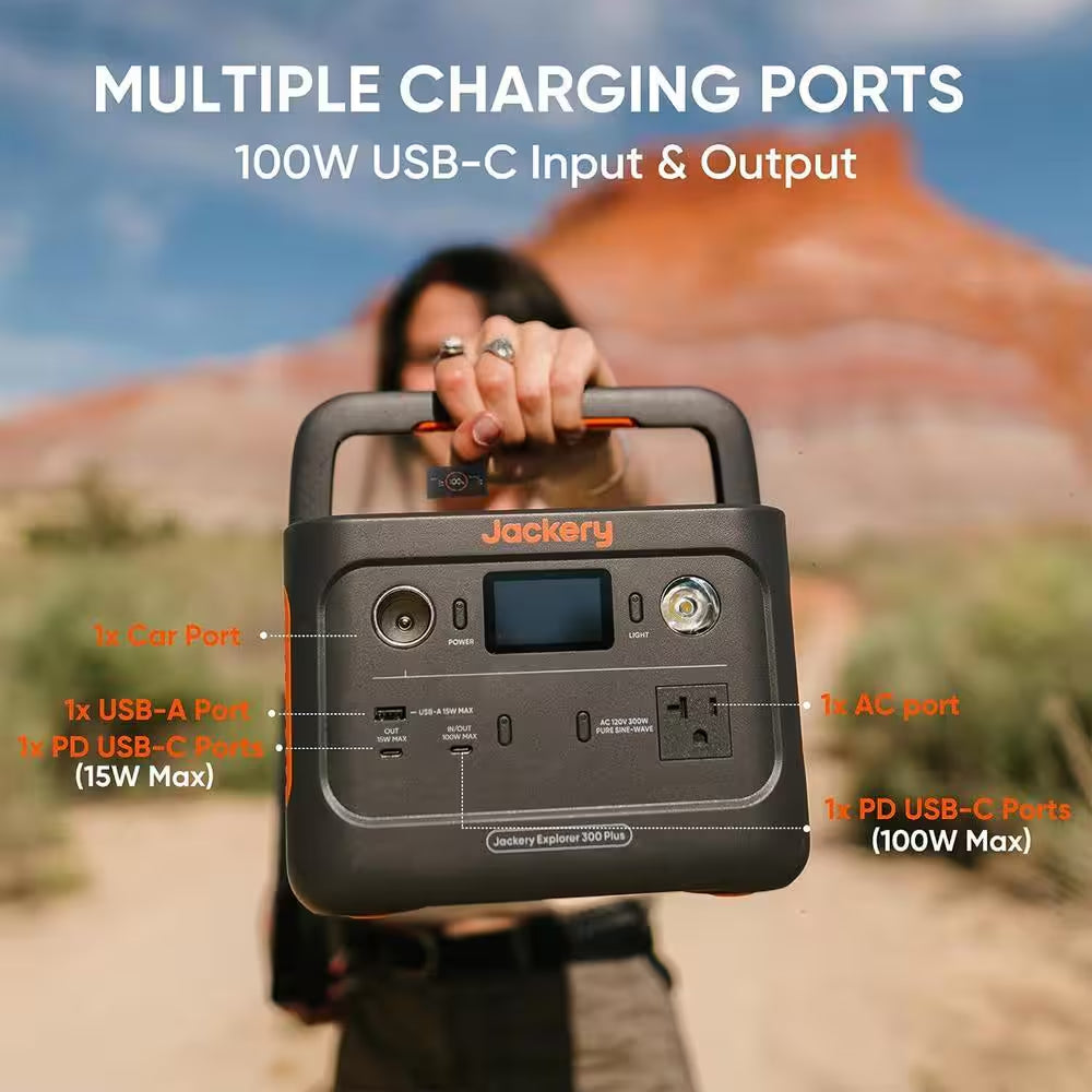 300W Continuous/600-Watt Peak Output Power Station Explorer 300 plus Push Button Start Battery Generator for Outdoors
