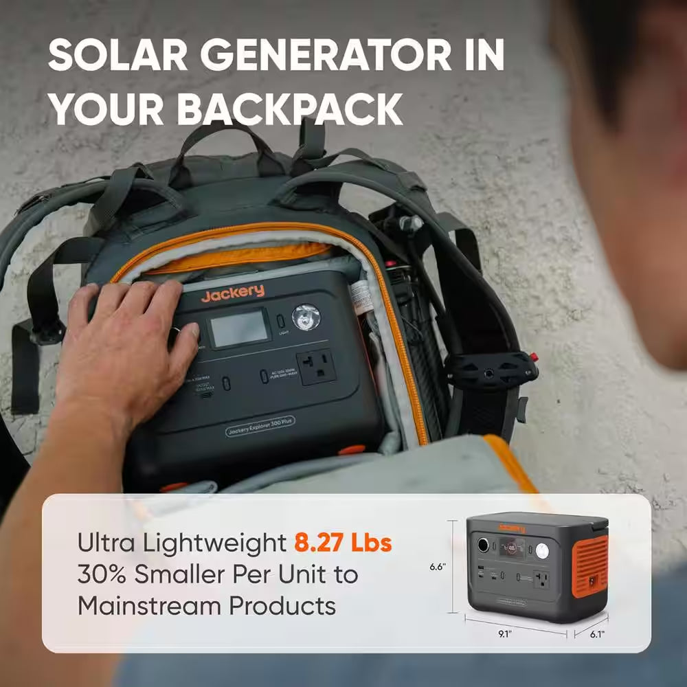 300W Continuous/600-Watt Peak Output Power Station Explorer 300 plus Push Button Start Battery Generator for Outdoors